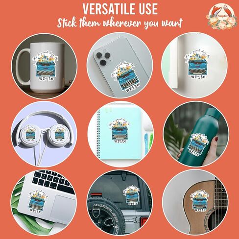 (3Pcs) It's A Good Day to Write Sticker Writer Floral Typewriter Decal Waterproof Vinyl Stickers Adult for Kindle Laptop Car Bike Tumbler Water Bottle Notebook Mug Helmet Typewriter - Size 3"x2.5" in Saudi Arabia
