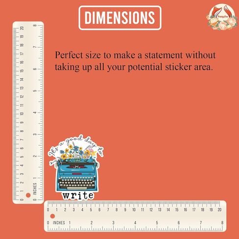 (3Pcs) It's A Good Day to Write Sticker Writer Floral Typewriter Decal Waterproof Vinyl Stickers Adult for Kindle Laptop Car Bike Tumbler Water Bottle Notebook Mug Helmet Typewriter - Size 3"x2.5" in Saudi Arabia