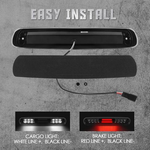 3rd Third Brake Light LED Compatible with 07-13 Chevy Silverado/GMC Sierra 1500 2500HD 3500HD High Mount Stop Third Center Cargo Rear Brake Light Bar Taillight (Black Smoke) in Kuwait