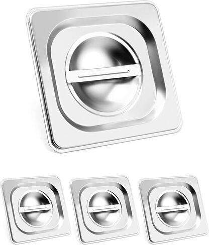 QWORK Solid Pan Lid with Handle, 4 Pack Stainless Steel Steam Table Pan Cover for 1/6 Size Steam Pans in Saudi Arabia