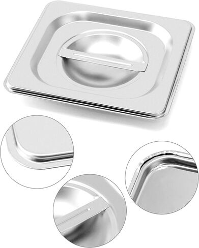 QWORK Solid Pan Lid with Handle, 4 Pack Stainless Steel Steam Table Pan Cover for 1/6 Size Steam Pans in Saudi Arabia