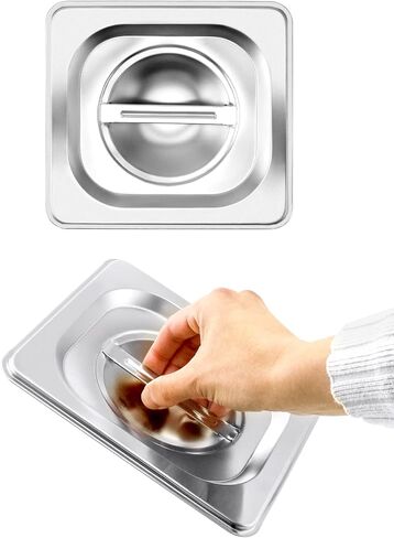 QWORK Solid Pan Lid with Handle, 4 Pack Stainless Steel Steam Table Pan Cover for 1/6 Size Steam Pans in Saudi Arabia