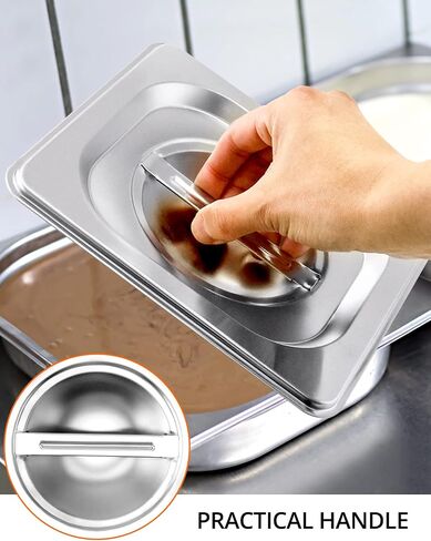 QWORK Solid Pan Lid with Handle, 4 Pack Stainless Steel Steam Table Pan Cover for 1/6 Size Steam Pans in Saudi Arabia