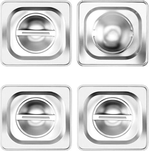 QWORK Solid Pan Lid with Handle, 4 Pack Stainless Steel Steam Table Pan Cover for 1/6 Size Steam Pans in Saudi Arabia