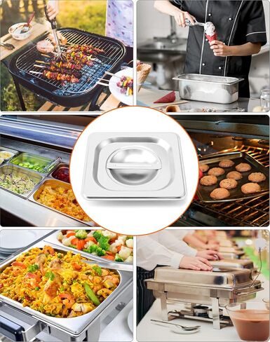 QWORK Solid Pan Lid with Handle, 4 Pack Stainless Steel Steam Table Pan Cover for 1/6 Size Steam Pans in Saudi Arabia