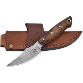 Knives Ranch Handmade EDC Fixed Blade Hunting Knife – Forged Damascus Steel – Rosewood Handle – Horizontal Carry Sheath – Outdoor Cowboy Knife (3180-IRW) in Kuwait