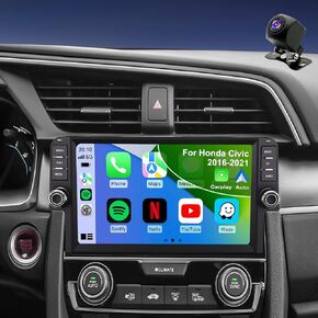 64G Upgrade Car Radio for Honda Civic 2016 2017 2018 2019 2020 2021, 9" Touchscreen Replacement Stereo Accessories, Wireless CarPlay Android Auto 5GWiFi GPS Navigation Plug and Play Camera DSP BT SWC in Kuwait