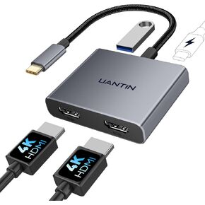 UANTIN 4-in-1 USB C Hub, Type C to Dual HDMI Adapter 4K in Saudi Arabia