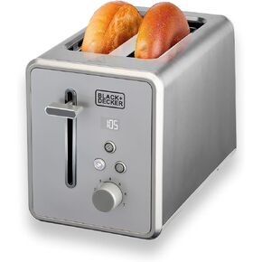 BLACK+DECKER Rapid Toast 2-Slice Digital Toaster, 7 Shades, Stainless Steel in Saudi Arabia