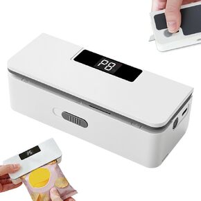 USB-C Rechargeable Mini Bag Sealer, 8-Level Adjustable Heat Sealer with Cutter, LED Display, Magnetic Base, Portable Resealer for Snack Bags, Food Storage Bags (White) in Kuwait