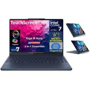 Lenovo Yoga HIGH Performance 2-in-1 Laptop 14.0" Touchscreen OLED 2.8K Display (Intel Ultra 7-258V, 32GB LPDDR5X, 1TB SSD, Backlit KB, Fingerprint, 2 Thunderbolt 4, WiFi 7, Win 11 Home) (Renewed) in Kuwait