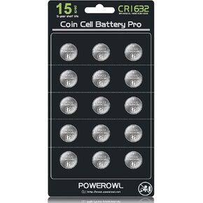 POWEROWL High Capacity CR1632 Battery (15-Pack) CR 1632 3v Lithium Batteries, 10 Years Leak-Free in Kuwait