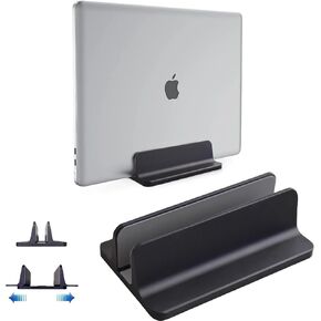 Vertical Laptop Stand Holder, Desktop Aluminum Stand for MacBook with Adjustable Dock Size, Fits All MacBook, Surface, Chromebook and Gaming Laptops (Up to 17.3 inches), Black in Kuwait