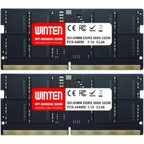 WINTEN DDR5-5600 64GB (2 x 32GB) 262-Pin CL46 1.1V SODIMM SDRAM Internal Memory/Expansion Module for Laptop PCs WT-SD5600-D64GB in Saudi Arabia