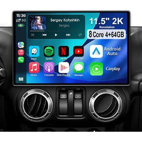 11.5" 2K QLED 8 Core 64GB Car Radio Stereo for Jeep Wrangler JK Compass Grand Cherokee Dodge Ram, Android 13 Head Unit with Carplay/Android Auto/5GHz WiFi/DSP/1080P Backup Camera/AM & FM in Kuwait