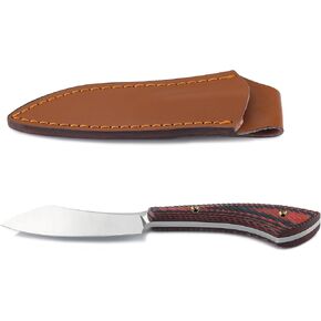 Dispatch Small EDC Fixed Blade Knife with Leather Sheath, 2.94" D2 Steel Full Tang Skinner, Ultra-Light 64g Hunting Knife with Ergonomic G10 Handle for Hunting,Bushcraft, Hiking & Camping in Kuwait