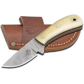 Knives Ranch Cowboy Knife - 5.5" Full Tang Fixed Blade EDC - Horizontal Carry Leather Sheath - Handmade Outdoor Hunting Camping Utility Knife in Kuwait