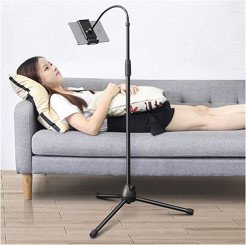 Mobile Phone Tablet Phone Floor Stand Floor-Mounted Tripod Stand Height-Adjustable Tablet Selfe Tripod Foldable Floor Tablet Tripod Stand for Phone and All 3.5-10.5 Inch Tablets in Kuwait