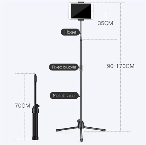 Mobile Phone Tablet Phone Floor Stand Floor-Mounted Tripod Stand Height-Adjustable Tablet Selfe Tripod Foldable Floor Tablet Tripod Stand for Phone and All 3.5-10.5 Inch Tablets in Kuwait