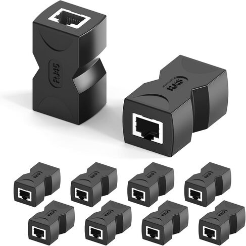 RJ45 Inline Coupler Cat6 Cat5e 10 Pack, Gigabit Female to Female Ethernet Cable Extender, 1000Mbps Network Jack Adapter Connector Support PoE Power for Security Camera, Router, Switch, PC, Home Office in Kuwait