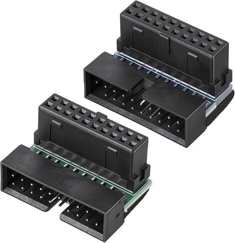 2Pack Down Right Angle USB 3.0 19-Pin Connector, Right Angled Motherboard Adapter, Black USB 3.0 19pin/20pin Male to Female for Desktop Motherboard Internal Header Adapter in Saudi Arabia