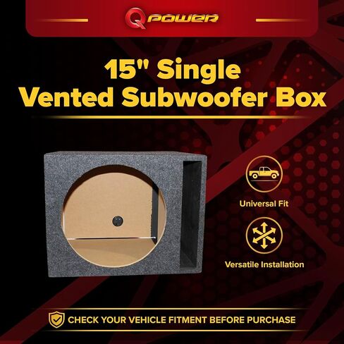 QPower 15" Single Vented Subwoofer Enclosure Box for Car Audio Systems in Kuwait