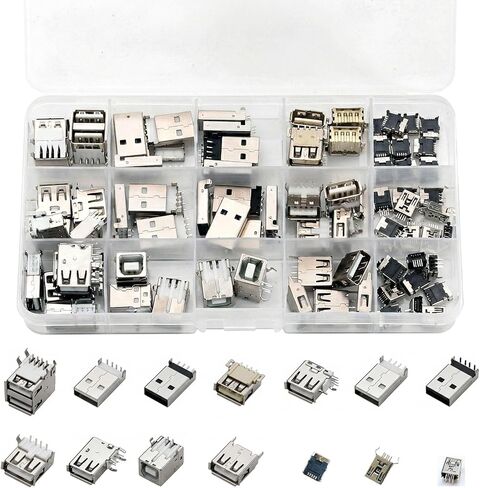 82PCS USB Sockets Assortment Kit, Male Female Plug Solder Connector in Saudi Arabia