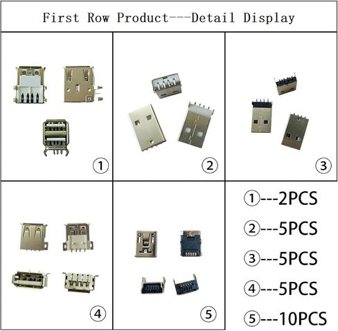 82PCS USB Sockets Assortment Kit, Male Female Plug Solder Connector in Saudi Arabia