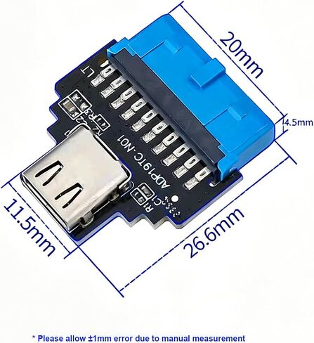 USB3.0 19pin/20pin to USB 3.2 Type C Female Adapter, Motherboard USB 19pin Front Panel Header to USB-C Converter 5Gbps (20pin to Type C) in Kuwait