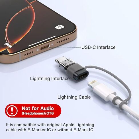 4 Pack Lightning to USB C Adapter for iPhone 15/16/16 Pro Max/Plus,Samsung S24,Support Charging & Data Transfer,Type C Charger Connector Cable,Lightning Female to USB C Male Adapter,Not for Audio Gray in Kuwait