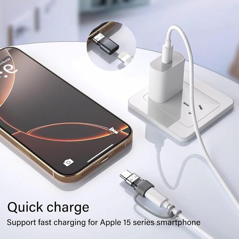 4 Pack Lightning to USB C Adapter for iPhone 15/16/16 Pro Max/Plus,Samsung S24,Support Charging & Data Transfer,Type C Charger Connector Cable,Lightning Female to USB C Male Adapter,Not for Audio Gray in Kuwait
