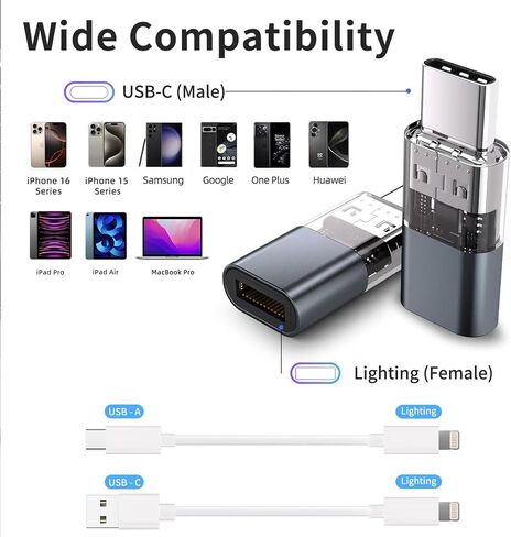 4 Pack Lightning to USB C Adapter for iPhone 15/16/16 Pro Max/Plus,Samsung S24,Support Charging & Data Transfer,Type C Charger Connector Cable,Lightning Female to USB C Male Adapter,Not for Audio Gray in Kuwait