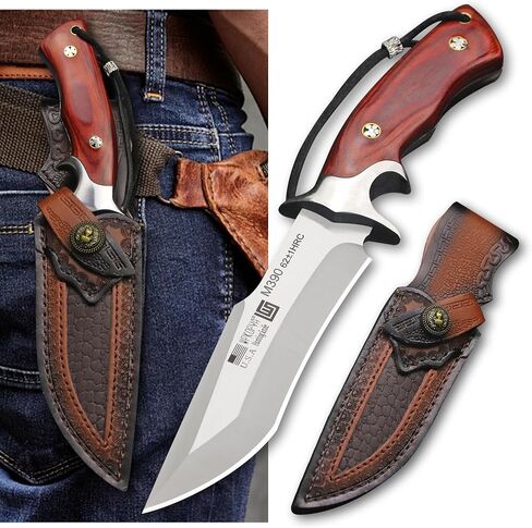 WPKOPYA WZD-006 Fixed hunting knife with scabbard tactical knife, suitable for jungle hunting, hiking, fishing, rescue and self-defense, EDC (Sandblasted Hunting Style) in Kuwait