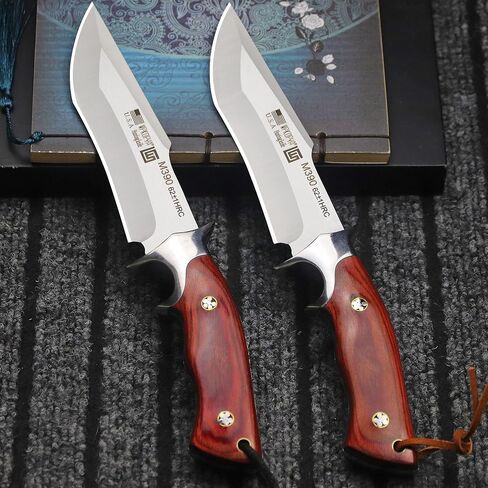 WPKOPYA WZD-006 Fixed hunting knife with scabbard tactical knife, suitable for jungle hunting, hiking, fishing, rescue and self-defense, EDC (Sandblasted Hunting Style) in Kuwait