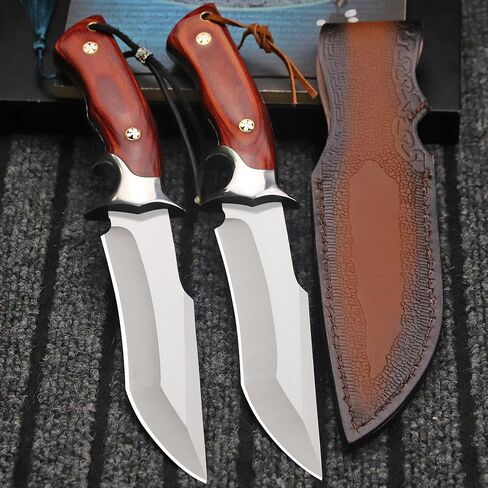 WPKOPYA WZD-006 Fixed hunting knife with scabbard tactical knife, suitable for jungle hunting, hiking, fishing, rescue and self-defense, EDC (Sandblasted Hunting Style) in Kuwait