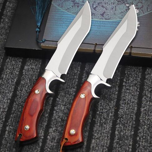 WPKOPYA WZD-006 Fixed hunting knife with scabbard tactical knife, suitable for jungle hunting, hiking, fishing, rescue and self-defense, EDC (Sandblasted Hunting Style) in Kuwait