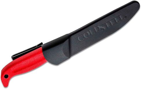 Cold Steel Tim Wells Scalper Slock Master Durable 6.5" 4116 Stainless Steel Fixed Straight Back Blade Outdoor Hunting Camping Utility Knife, 5.25" Red Textured Kray-Ex Handle in Kuwait