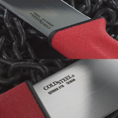 Cold Steel Tim Wells Scalper Slock Master Durable 6.5" 4116 Stainless Steel Fixed Straight Back Blade Outdoor Hunting Camping Utility Knife, 5.25" Red Textured Kray-Ex Handle in Kuwait