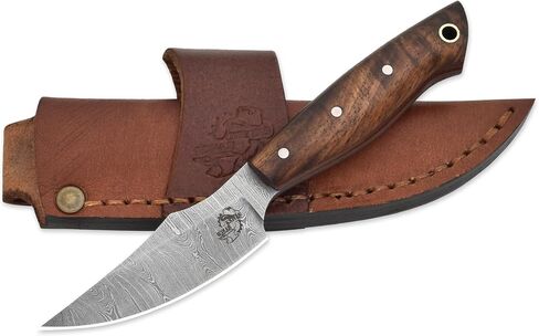Knives Ranch Handmade EDC Fixed Blade Hunting Knife – Forged Damascus Steel – Rosewood Handle – Horizontal Carry Sheath – Outdoor Cowboy Knife (3180-IRW) in Kuwait