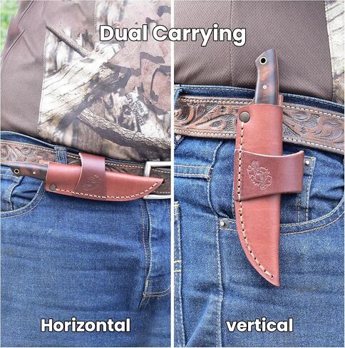 Knives Ranch Handmade EDC Fixed Blade Hunting Knife – Forged Damascus Steel – Rosewood Handle – Horizontal Carry Sheath – Outdoor Cowboy Knife (3180-IRW) in Kuwait
