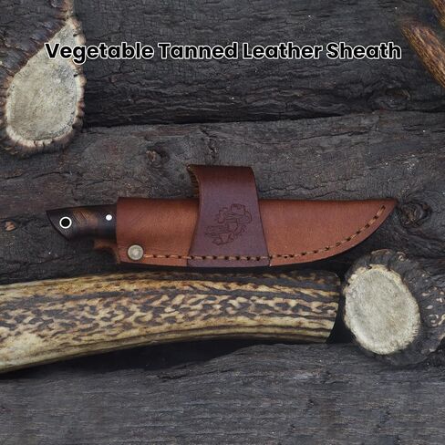 Knives Ranch Handmade EDC Fixed Blade Hunting Knife – Forged Damascus Steel – Rosewood Handle – Horizontal Carry Sheath – Outdoor Cowboy Knife (3180-IRW) in Kuwait