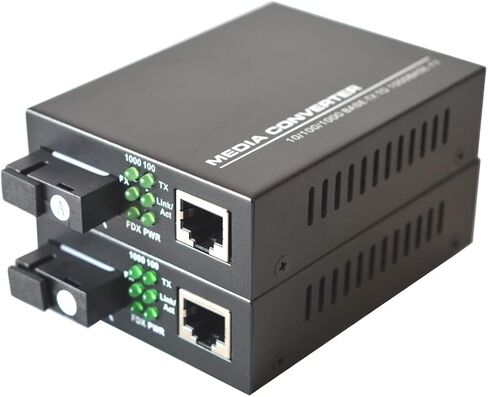 Gigabit Ethernet Fiber Media Converters, A Pair of 10/100/1000M RJ45 to 1000M Bi-Directional Single-Mode SC Fiber, up to 20Km(12.4mi) in Kuwait