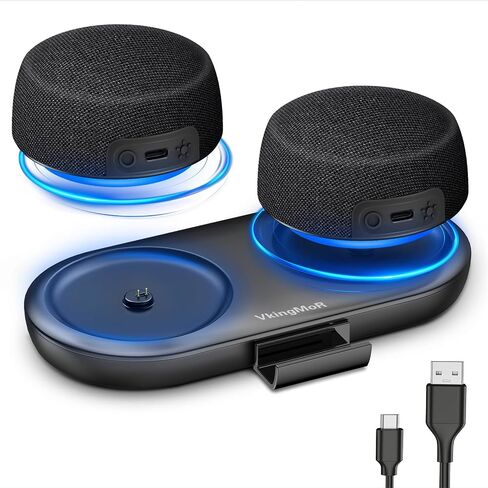 Bluetooth Speaker Set with Magnetic Base for Multi Room, TWS Stereo Sound with RGB Lights, 10H Playtime, Dual Bluetooth 5.4 Portable Wireless Speaker for TV,Home Theater, Outdoor, Meeting in Kuwait