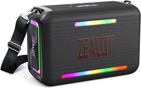 ZEALOT 120W RMS(150W Peak) Bluetooth Speaker, Portable Wireless Speakers IPX6 Waterproof Loud Bluetooth Subwoofer Speaker with LED Light, 40H Playtime, Custom EQ, Stereo TWS Pairing for Outdoor, Party in Kuwait