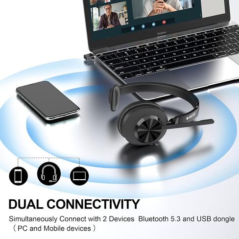 Wireless Headset with Mic for Work,Bluetooth Single Ear Headset for Laptop in Kuwait