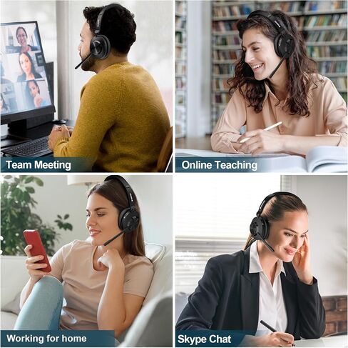 Wireless Headset with Mic for Work,Bluetooth Single Ear Headset for Laptop in Kuwait