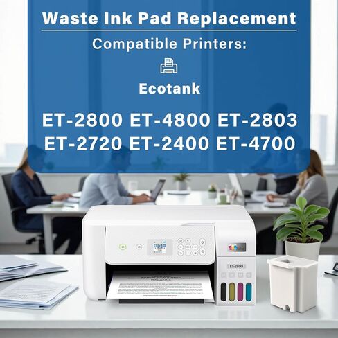 Waste Ink Pad Replacement with Reset Software for Ecotank ET-2800 ET-4800 ET-2720 ET-2803 ET-2400 ET-4700 2800 4800 2720 2803 ET2800 ET4800 Printer, Maintenance Box with Reset Software (2 Packs) in Kuwait
