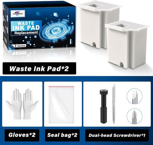Waste Ink Pad Replacement with Reset Software for Ecotank ET-2800 ET-4800 ET-2720 ET-2803 ET-2400 ET-4700 2800 4800 2720 2803 ET2800 ET4800 Printer, Maintenance Box with Reset Software (2 Packs) in Kuwait