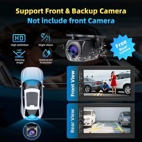 Haudio 7" Double Din Car Stereo with Wireless Apple CarPlay/Android Auto, HD Touchscreen Car Radio with 2+32GB, Mirror Link, Backup Camera, GPS, WiFi, BT 4.1, FM/AM for All Vehicle in Saudi Arabia