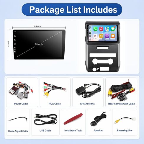5G-WiFi6 (4Core 64G ROM) Car Radio Stereo for Ford F150 F-150 2009-2012,9 inch Touch Screen Head Unit with Wireless Carplay Android Auto GPS Bluetooth SWC FM HD Backup Camera in Kuwait